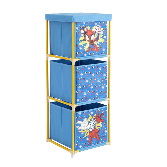 Marvel Spidey and His Amazing Friends 3 Tier Fabric Storage Organizer with 3 Cubes and Removable Lid