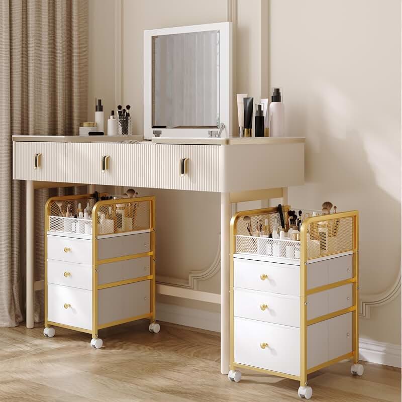 Rolling Makeup Storage Cart with Drawers