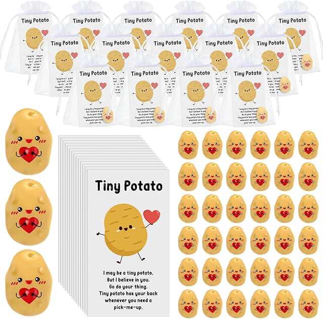 Set of 100 Cute Potato Gifts with Heart Cards