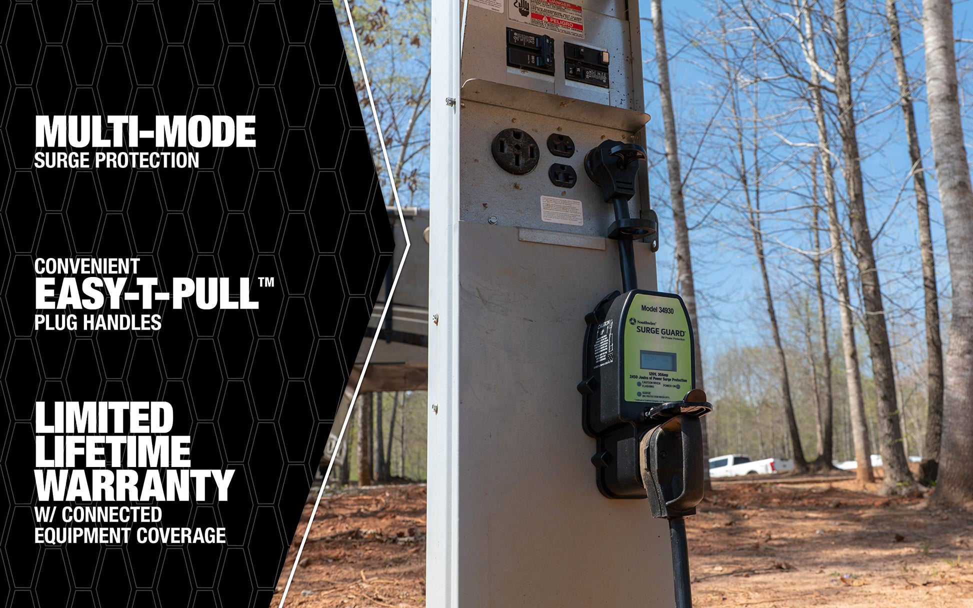 34930 Surge Guard 30A - Full Protection Portable with LCD Display Black