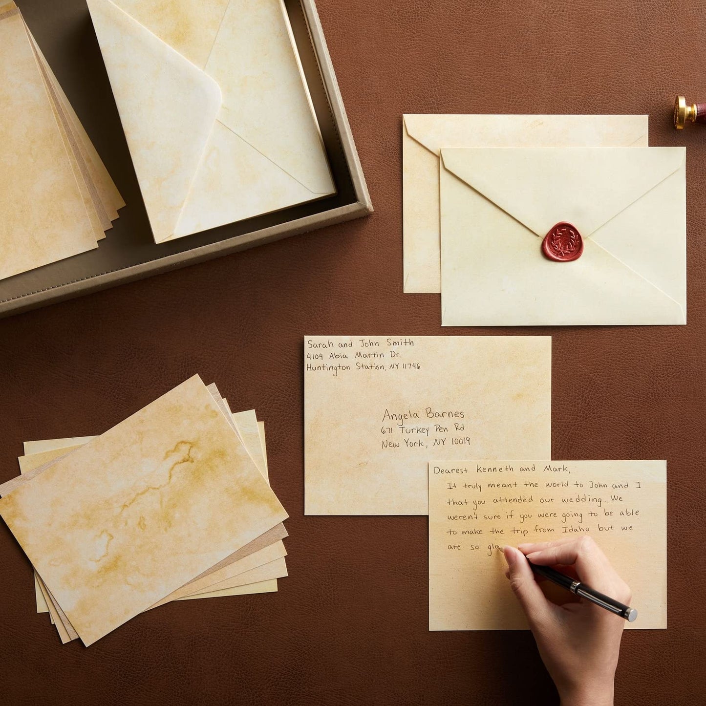 Set of 60 Vintage Style Paper Postcards with Envelopes