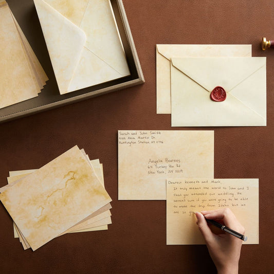 Set of 60 Vintage Style Paper Postcards with Envelopes