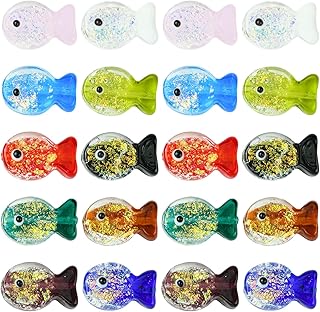 20 Fish-Shaped Glass Beads for Jewelry and Crafts