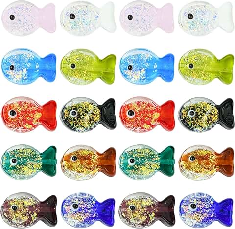 20 Fish-Shaped Glass Beads for Jewelry and Crafts