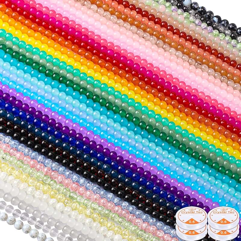 40-Color Glass Beads for Jewelry Making, 1900pcs