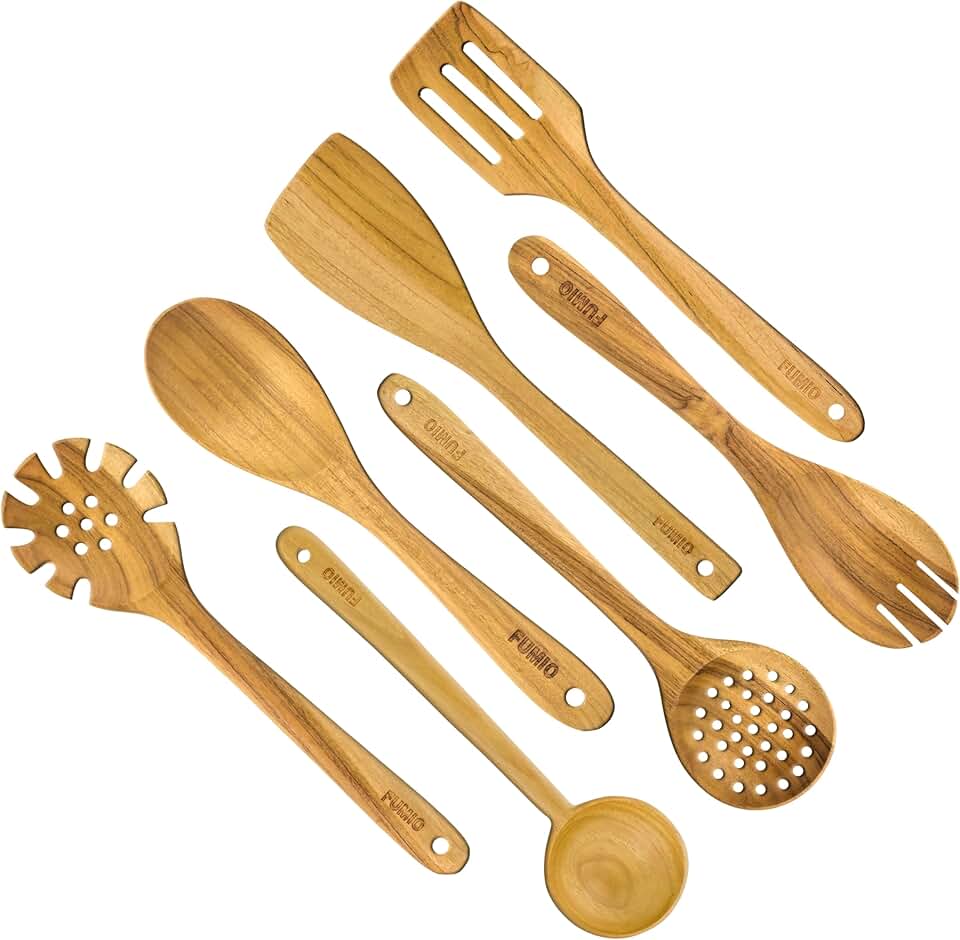 Handcrafted Teak Wooden Spatula Set of 7