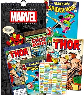 Marvel Comics 2026 Deluxe Superhero Mini Poster Calendar with Reminder Stickers