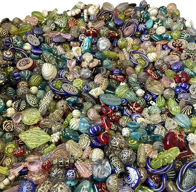 130pcs Vintage Czech Acrylic Blossom Beads for Jewelry Making