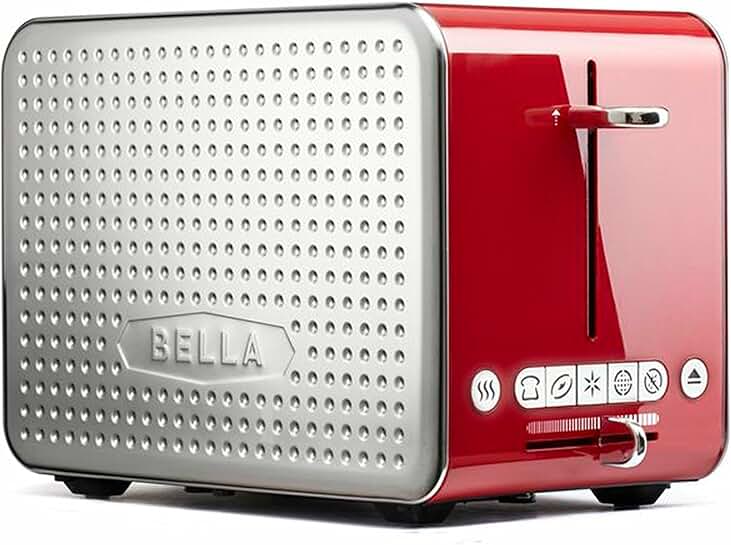 Two-Slice Dot Toaster in Stainless Steel and Red