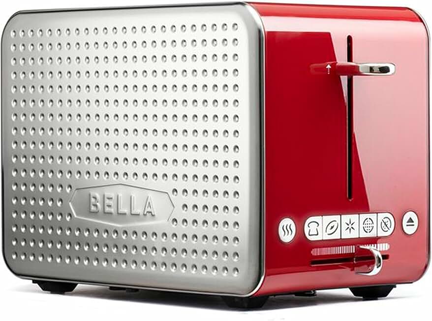 Two-Slice Dot Toaster in Stainless Steel and Red