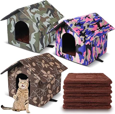 Waterproof Cat Shelter with Soft Blankets for Winter