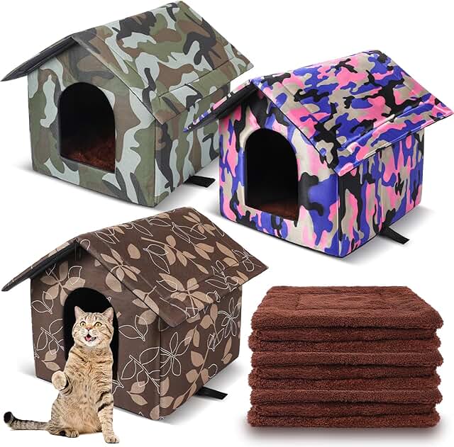 Waterproof Cat Shelter with Soft Blankets for Winter