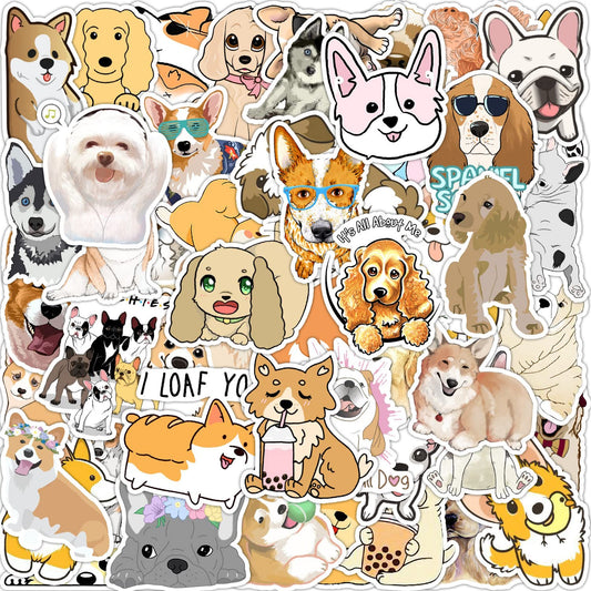 50 Cute Dog Vinyl Stickers for Water Bottles and Devices