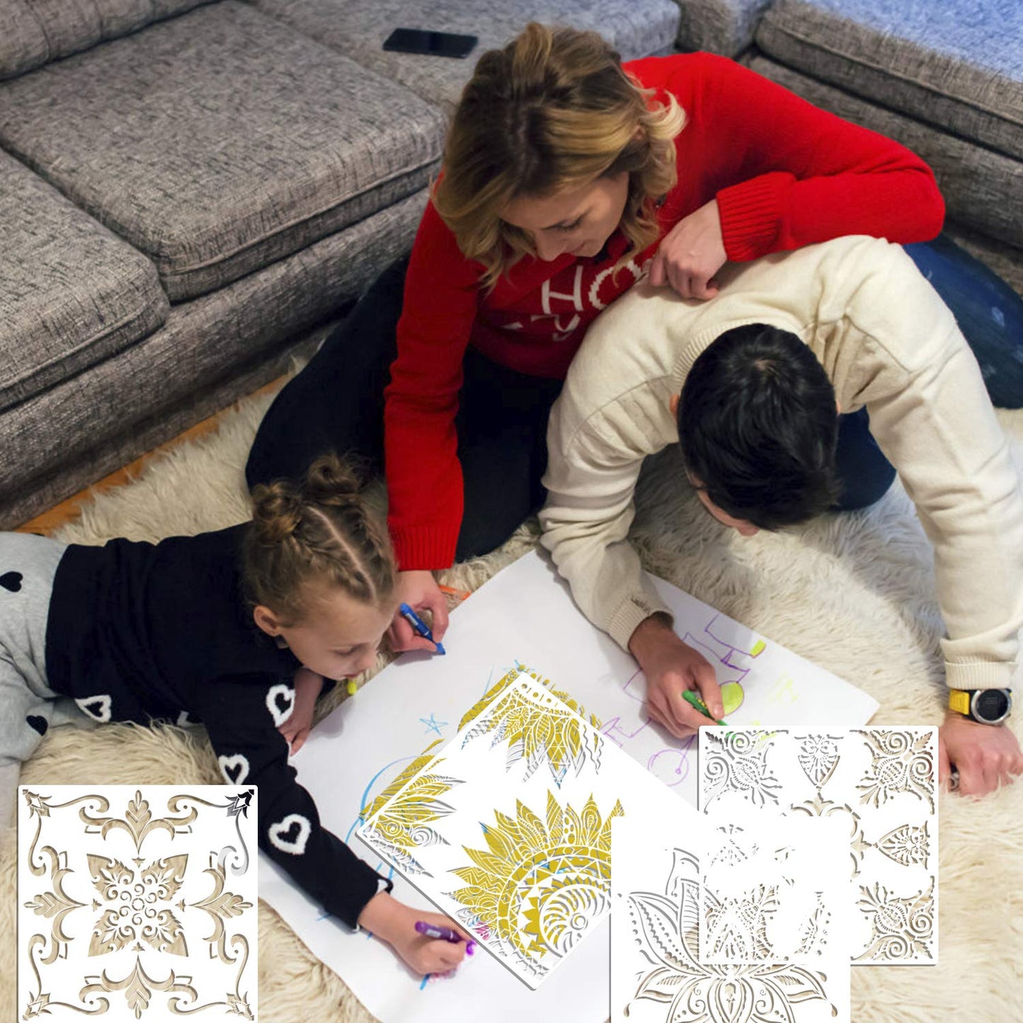 9 Pack 12x12 Inch Reusable Laser Cut Painting Templates