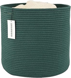 Round Cotton Rope Storage Basket for Kids, Dark Green