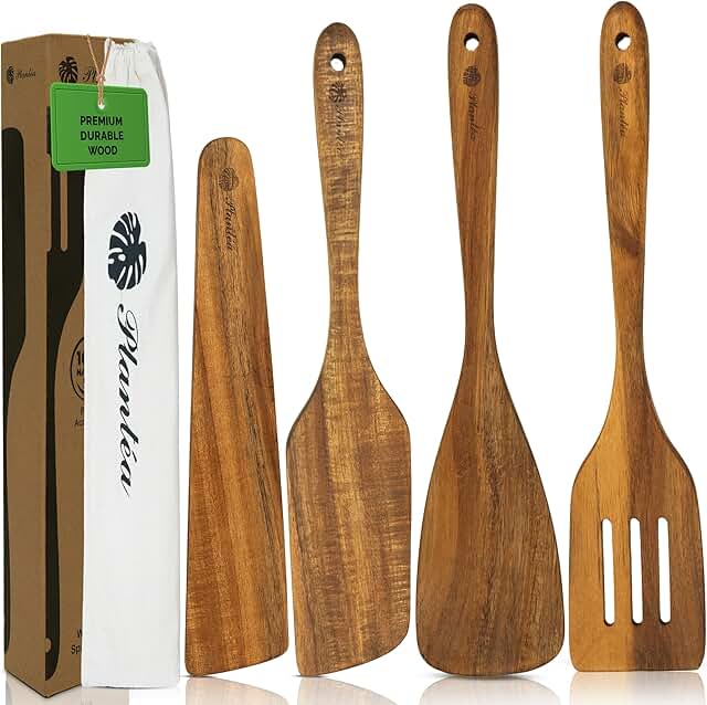 4-Piece Acacia Wooden Cooking Spatula Set
