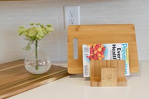 Natural Bamboo Cutting Board and Kitchen Organizer