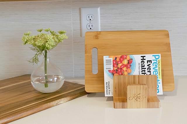 Natural Bamboo Cutting Board and Kitchen Organizer