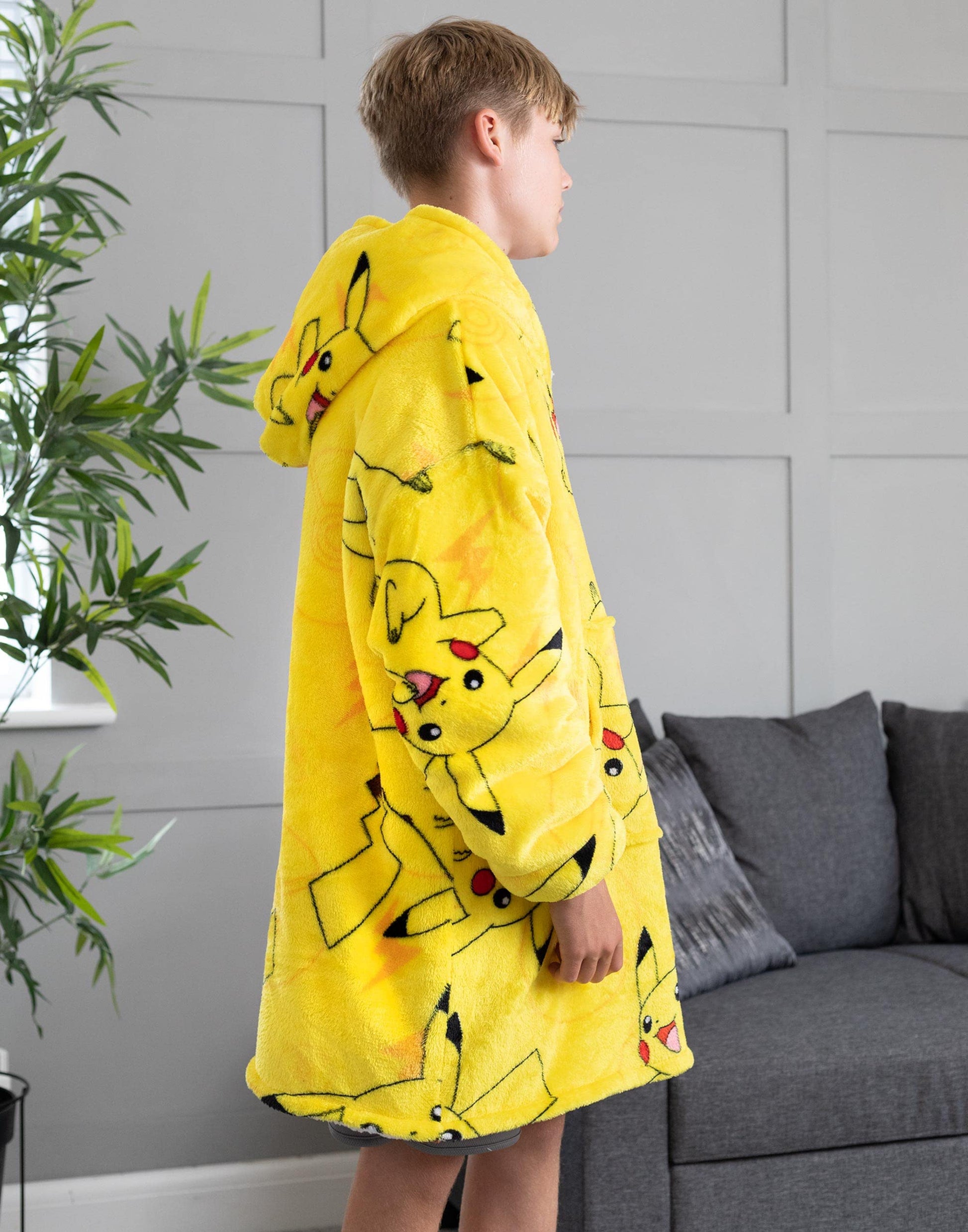Pikachu Vuddie Oversized Blanket Hoodie Kids Boys Girls Yellow Fleece