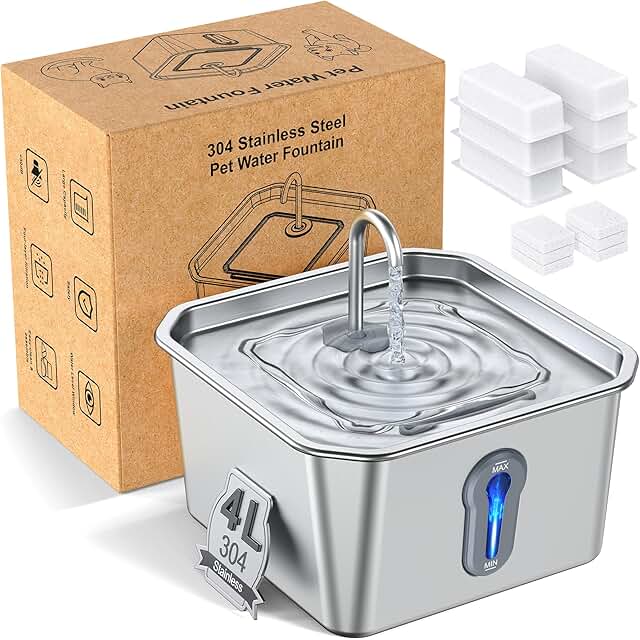 Stainless Steel Pet Water Fountain with Filters
