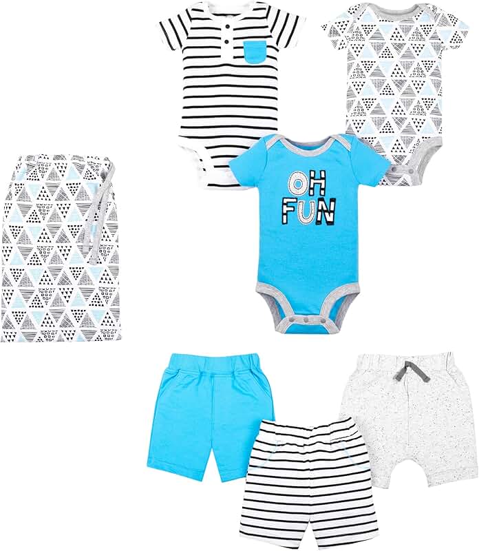 Baby Boys' 6-Piece Bodysuit and Shorts Gift Set
