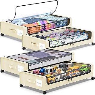 4-Pack Under Bed Storage Containers with Clear Lids