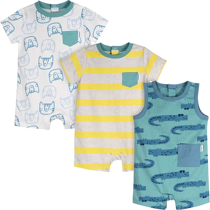 Three-Pack Baby Boy Rompers