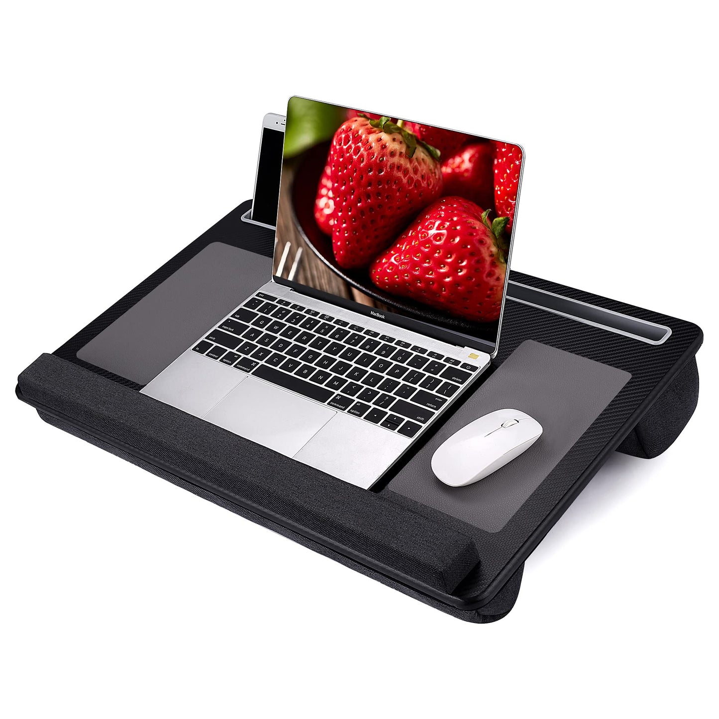 Extra Large Lap Laptop Desk- Home Office Portable LapDesk with Mouse Pad & Wrist Rest for Notebook/ MacBook/ Tablet, Sofa Bed Working, Writing, Drawing (Carbon Black, Fit Up to 17-inch Laptops)