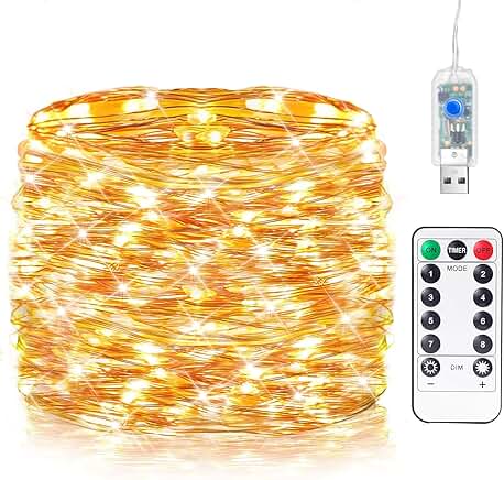 33ft 100 LED USB Fairy String Lights with Remote and Timer