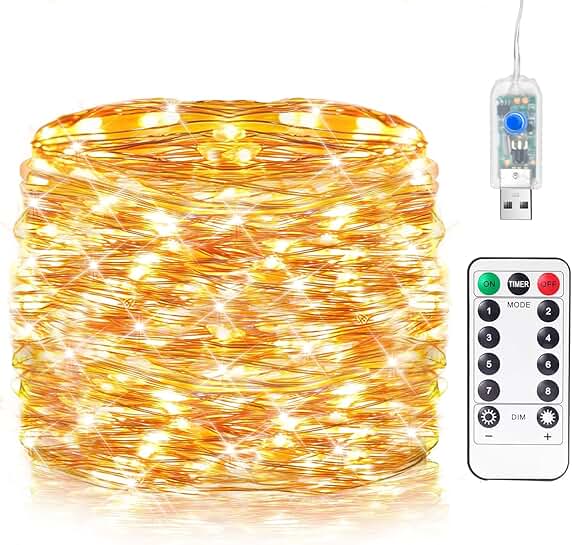 33ft 100 LED USB Fairy String Lights with Remote and Timer