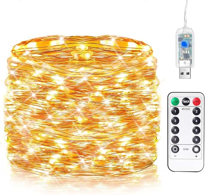 33ft 100 LED USB Fairy String Lights with Remote and Timer