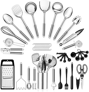 39-Piece Stainless Steel Kitchen Utensils Set with Holder