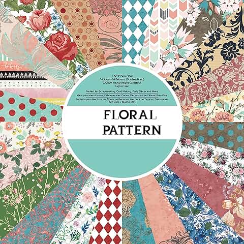 Double-Sided Floral Scrapbook Paper, 12x12, 24 Pages