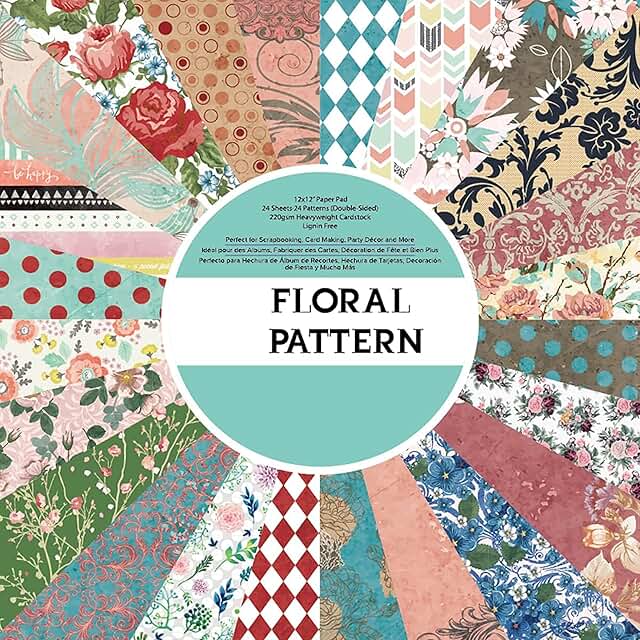 Double-Sided Floral Scrapbook Paper, 12x12, 24 Pages