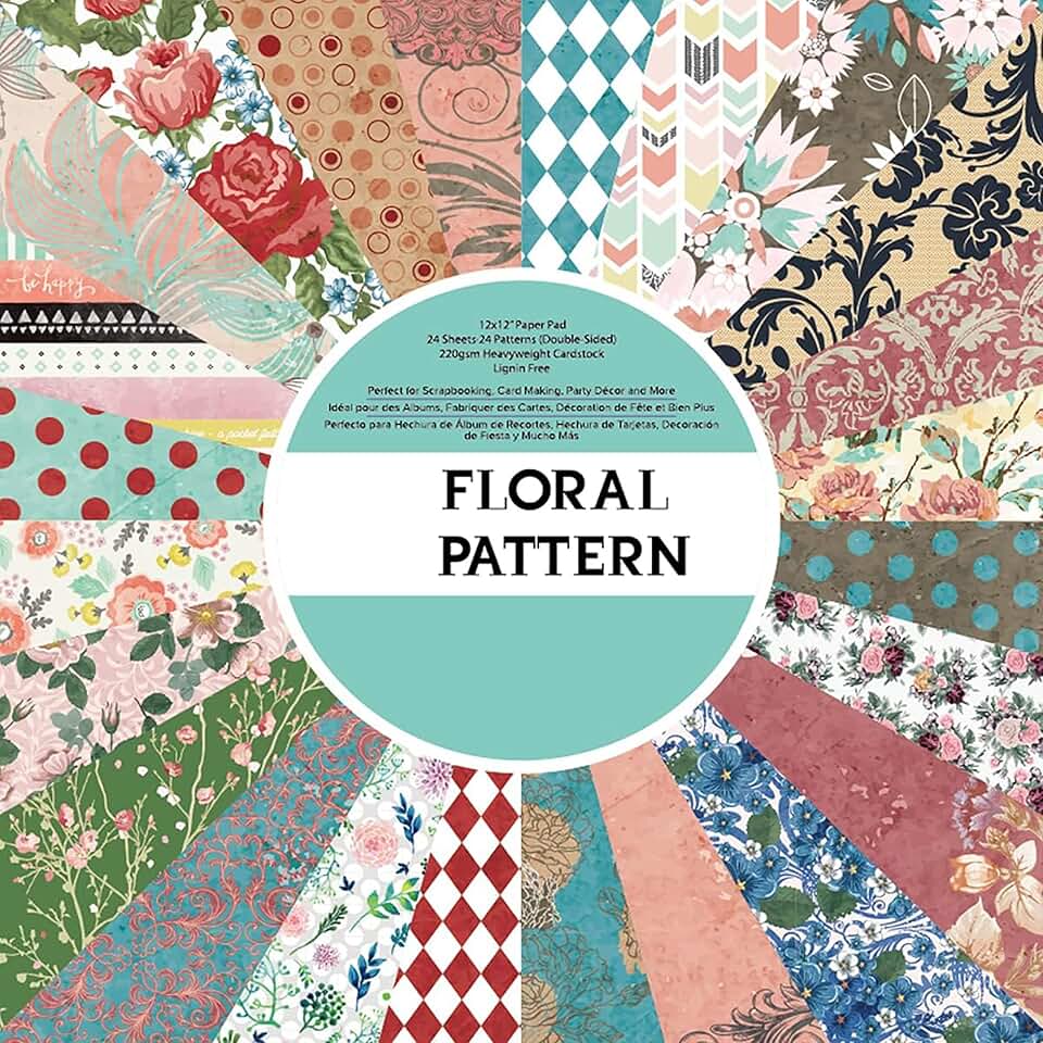 Double-Sided Floral Scrapbook Paper, 12x12, 24 Pages