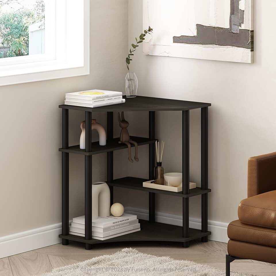 4-Tier Corner Storage Shelf for Living Room and Office