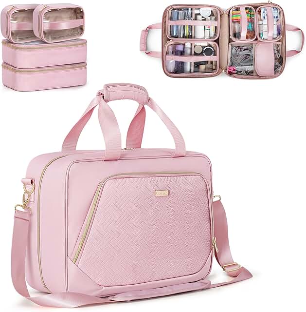 Large toiletry bag with 4 cases and hair tool pocket