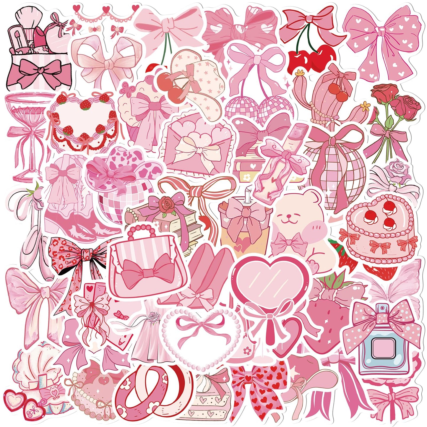 Pink Coquette Bow Sticker Pack for Girls and Women
