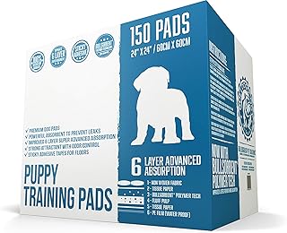 Large 24x24 Puppy Pee Pads with Sticky Tape, 150 Count