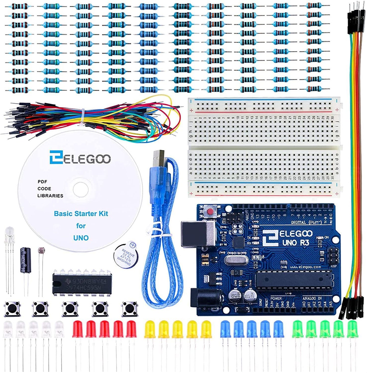 UNO Project Basic Starter Kit with Tutorial and UNO R3 Compatible with Arduino IDE