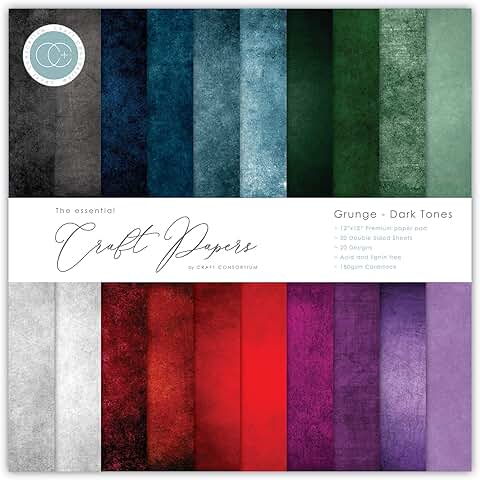 Double-Sided 12x12 Paper Pad, 20 Designs, Dark Tones