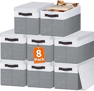 8 Pack Stackable Closet Storage Bins with Lids