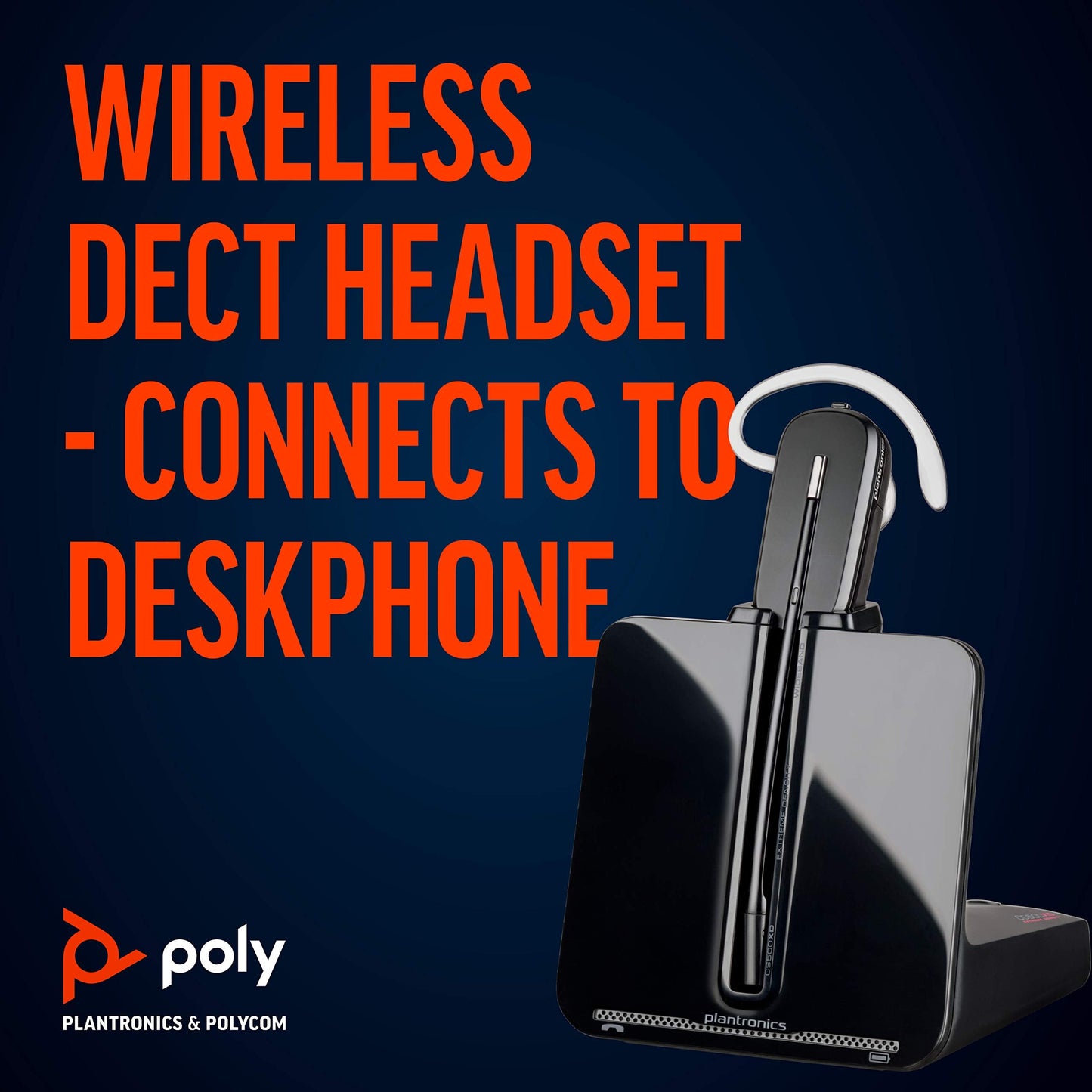 Plantronics - CS540 Wireless DECT Headset () - Single Ear (Mono) Convertible (3 wearing styles) - Connects to Desk Phone - Noise Canceling Microphone