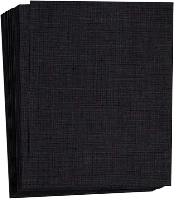 Black Linen Textured Cardstock, 8.5x11, 80 lb, 50 sheets