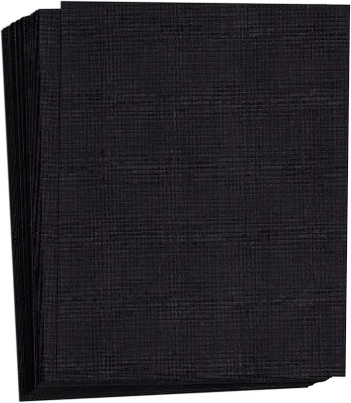 Black Linen Textured Cardstock, 8.5x11, 80 lb, 50 sheets