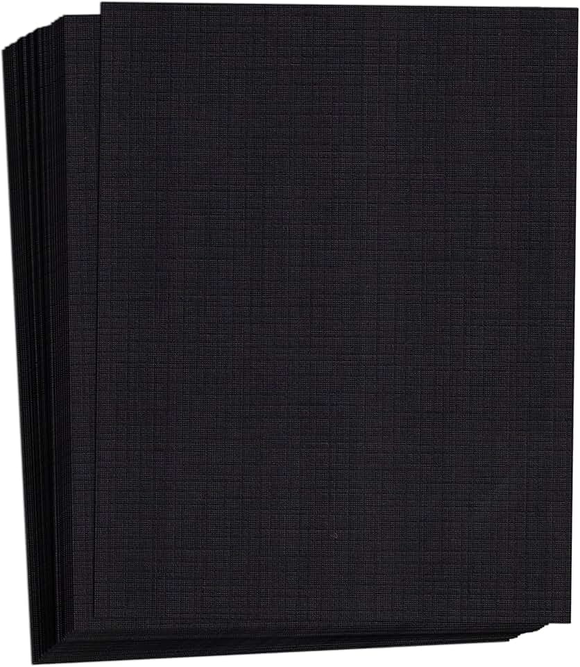 Black Linen Textured Cardstock, 8.5x11, 80 lb, 50 sheets