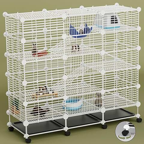 Three-Tier Indoor Guinea Pig Cage with Removable Tray