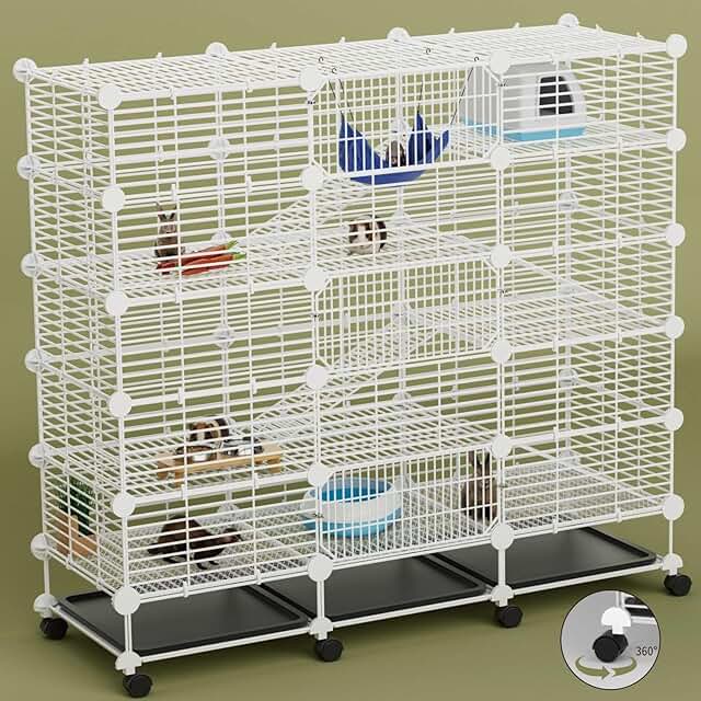 Three-Tier Indoor Guinea Pig Cage with Removable Tray