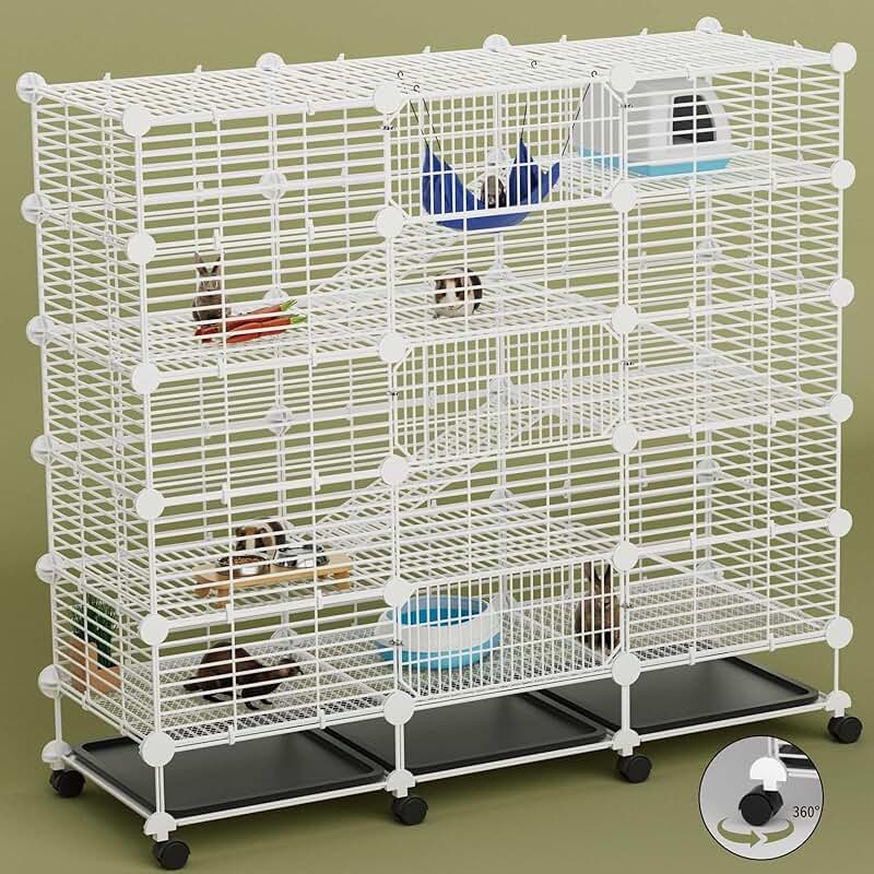Three-Tier Indoor Guinea Pig Cage with Removable Tray