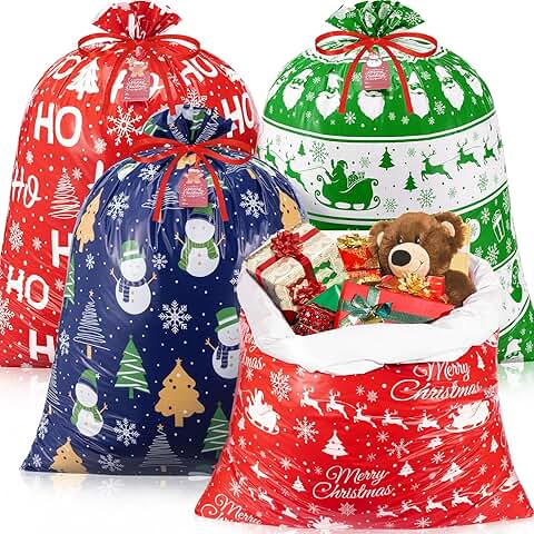 Large Christmas Gift Bags with Tags and Strings